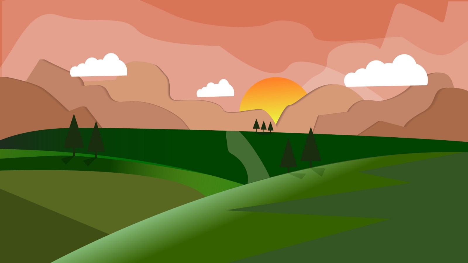 ps-鼠绘-扁平渐变农田风景插画 - 绘画插画教程_ps(cc