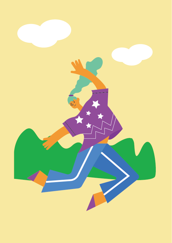 ai-扁平潮流人物运动插画