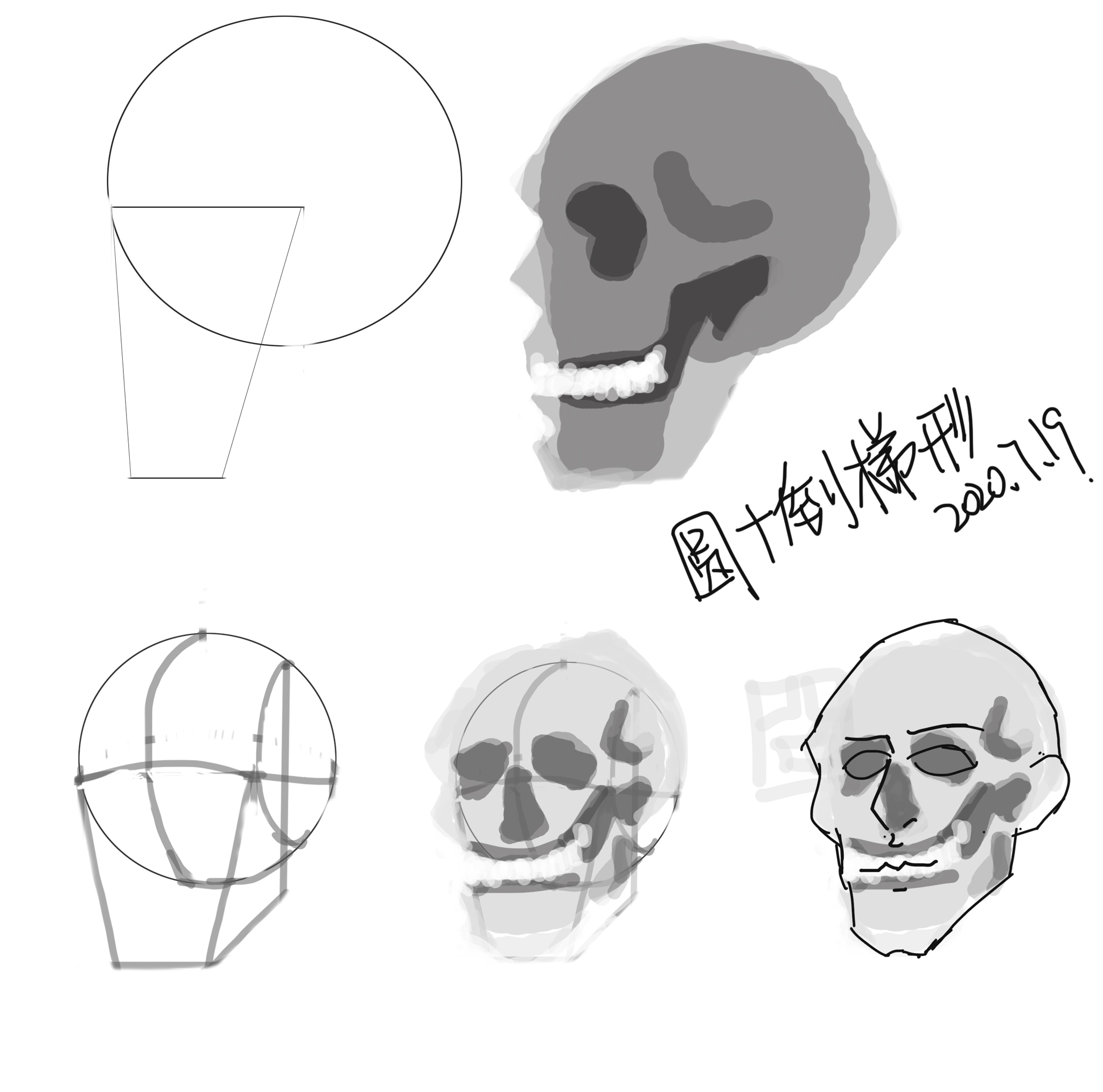 ps头部的几何体块概括cg五官头像解析课程