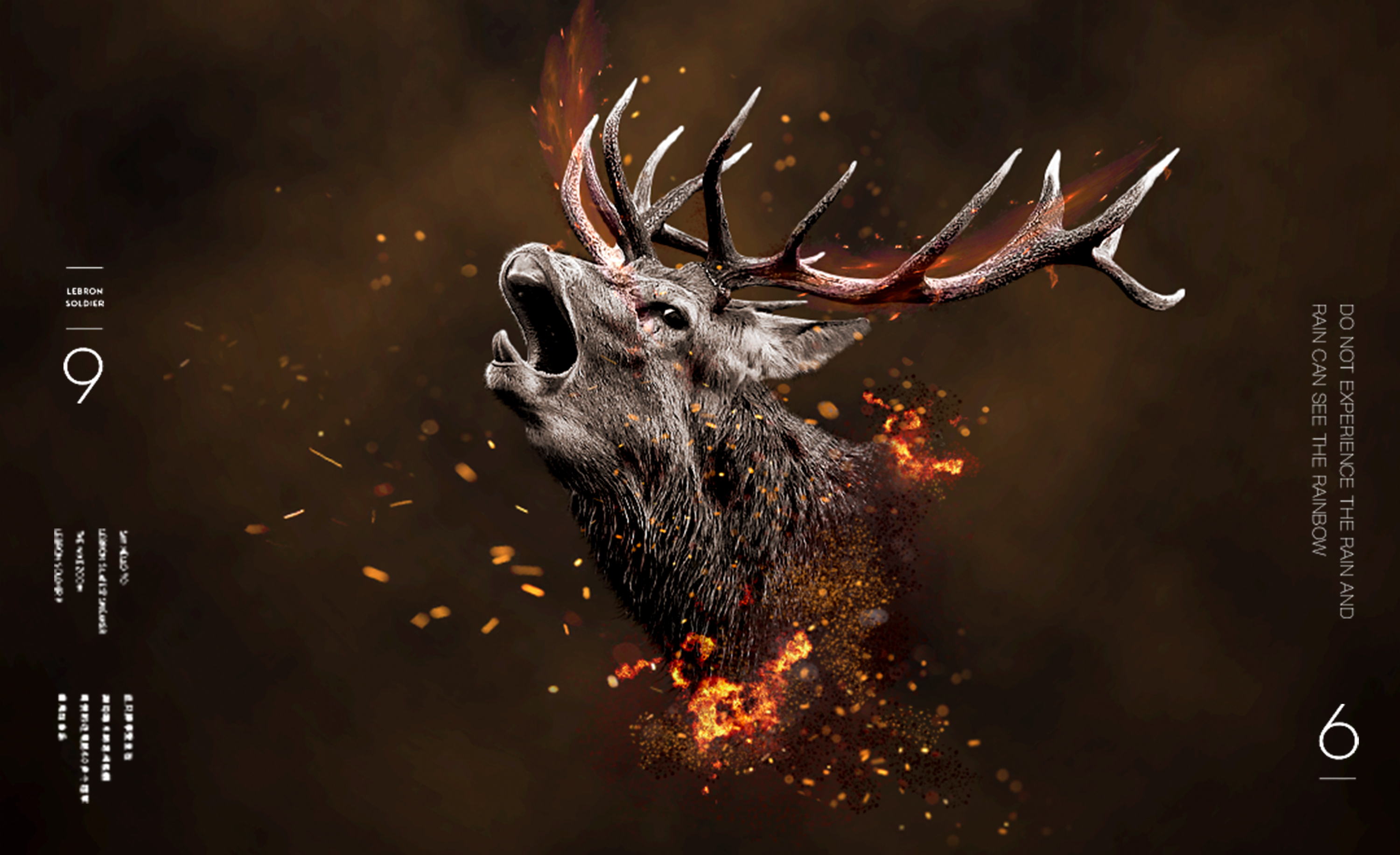 ps燃烧的鹿保护动物公益海报