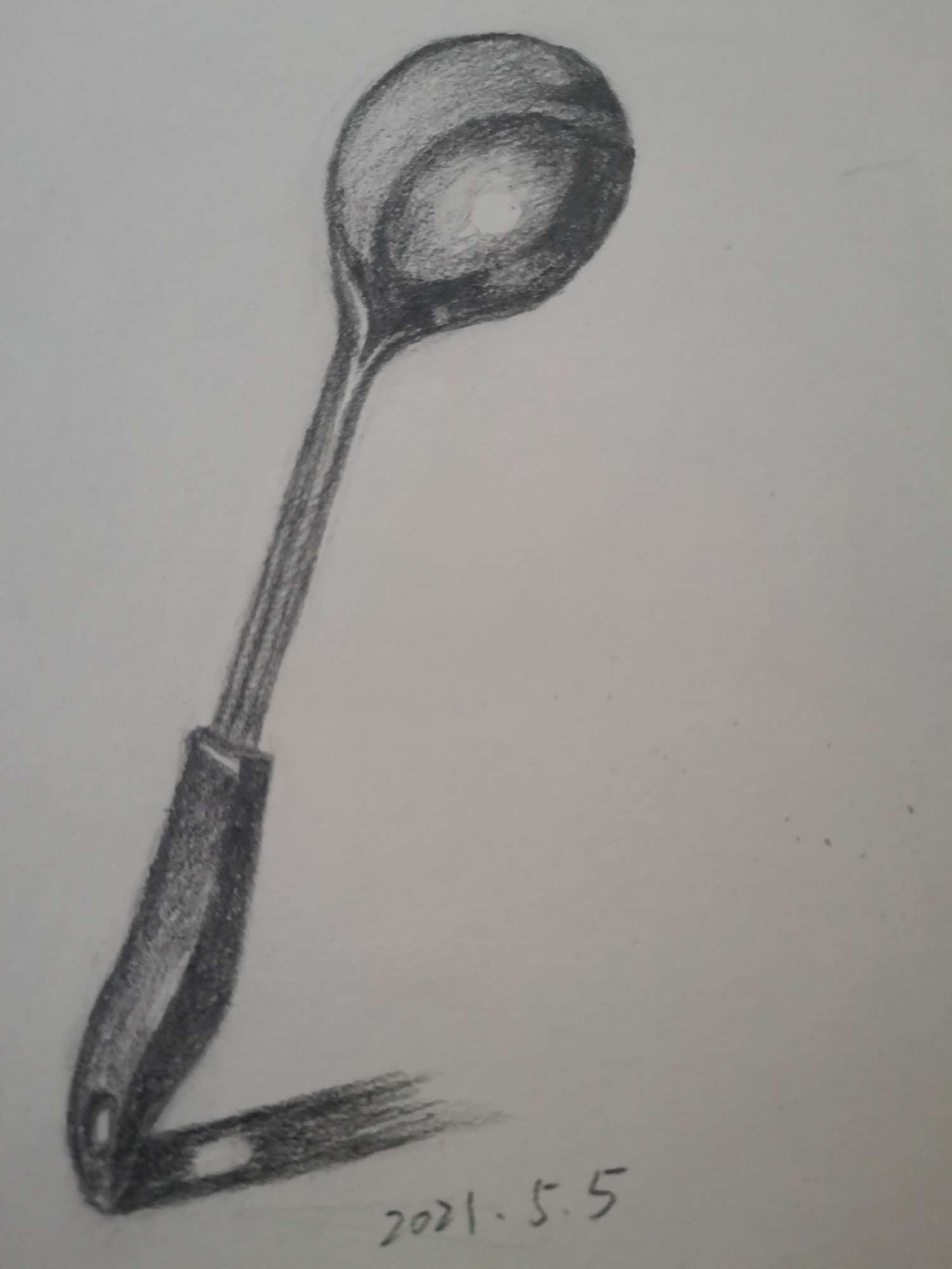 铅笔-素描静物材质课-金属勺子