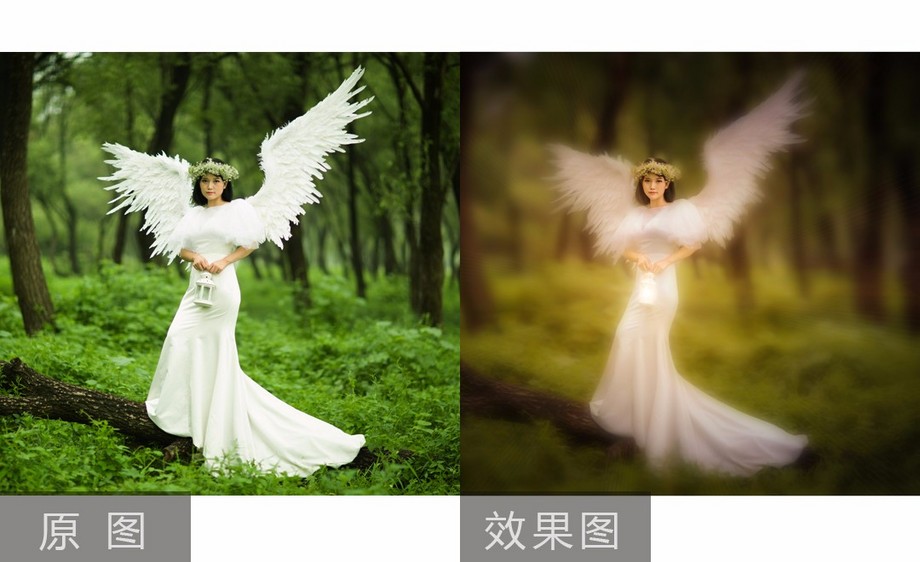 ps-户外天使人像转油画效果后期修图
