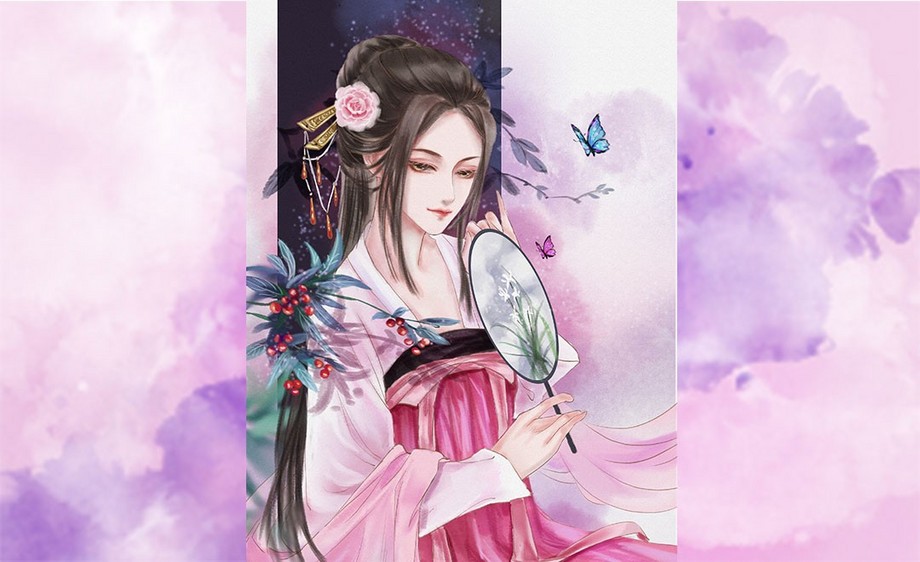 ps-板绘-古风人物插画-二八年华