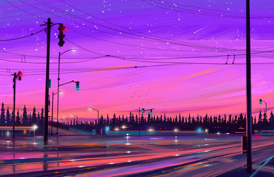 ps-板绘-破晓的城市视频教程_绘画插画-虎课网