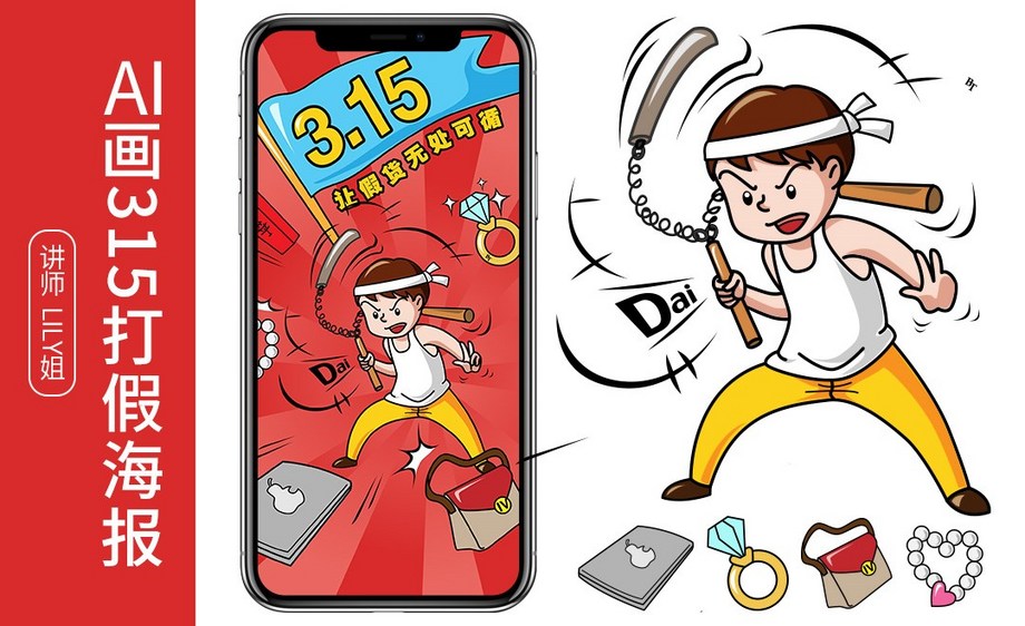 ai-绘制315打假海报