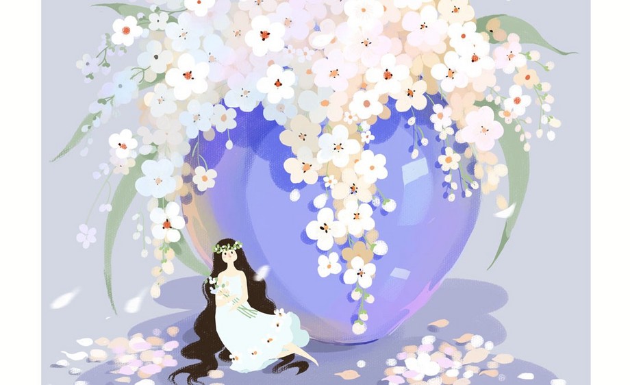 ps-板绘插画-落花