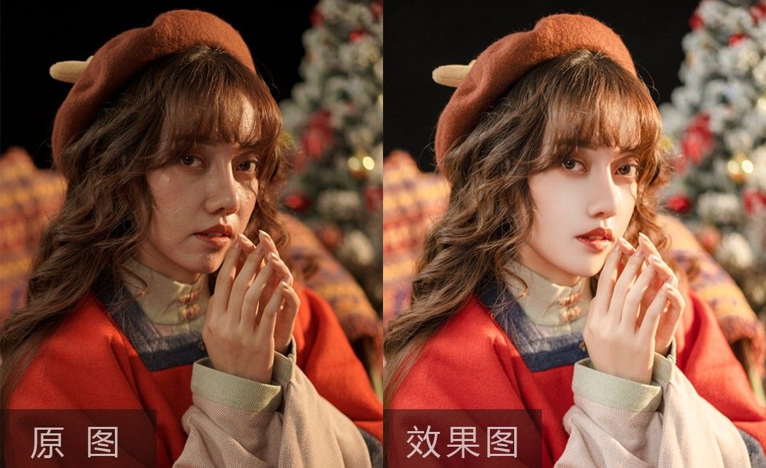 ps-圣诞节汉服人像后期修图