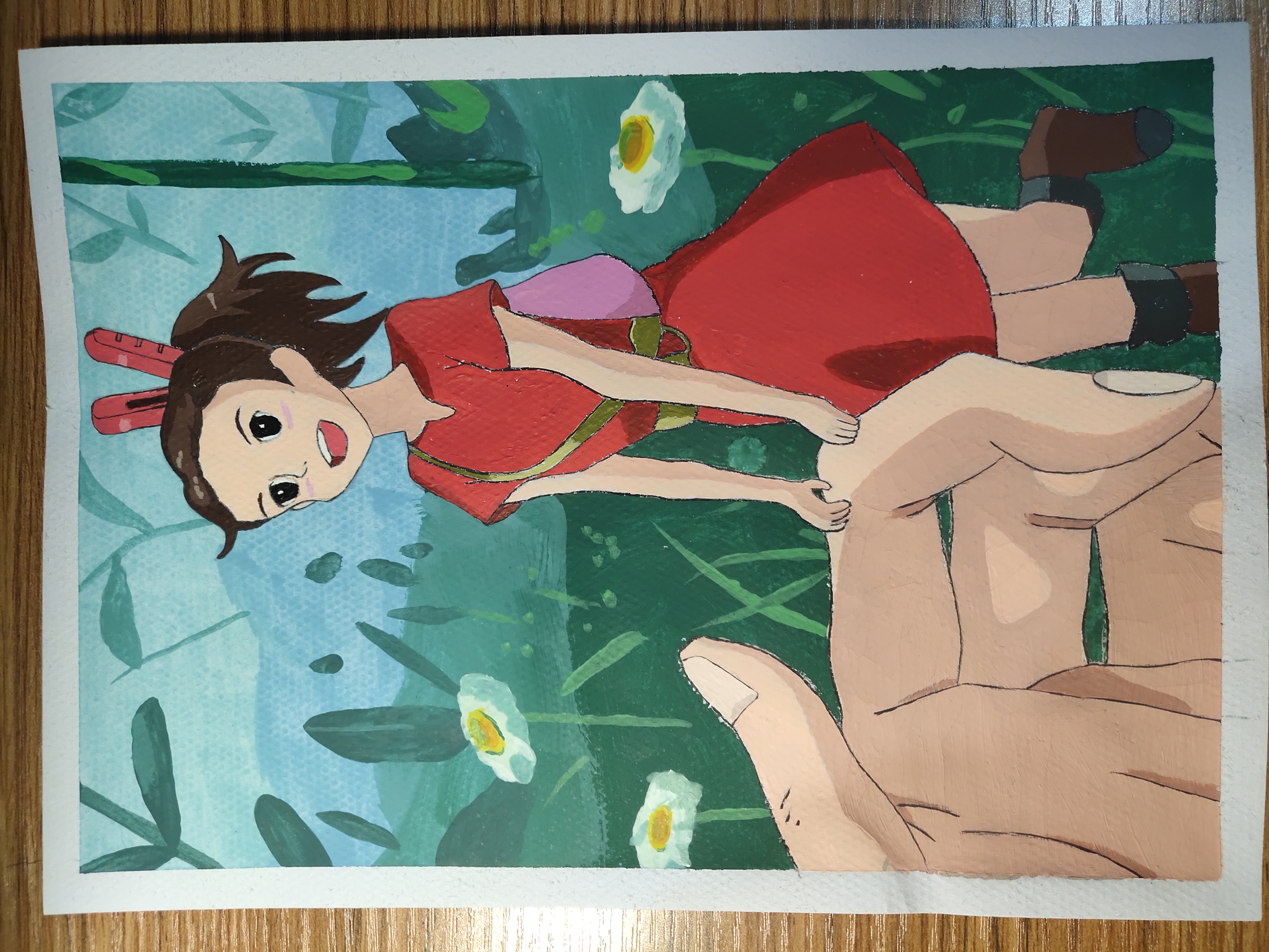 首页 手绘鼠绘作品评改 > 水粉画《借东西的小人阿莉埃蒂》   请老师