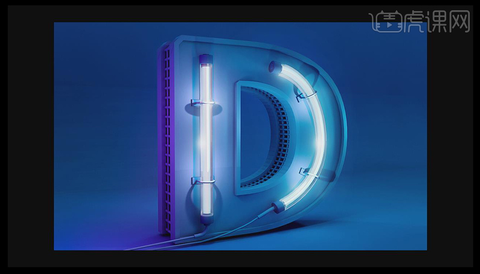 c4d ps-立体字霓虹灯特效字设计
