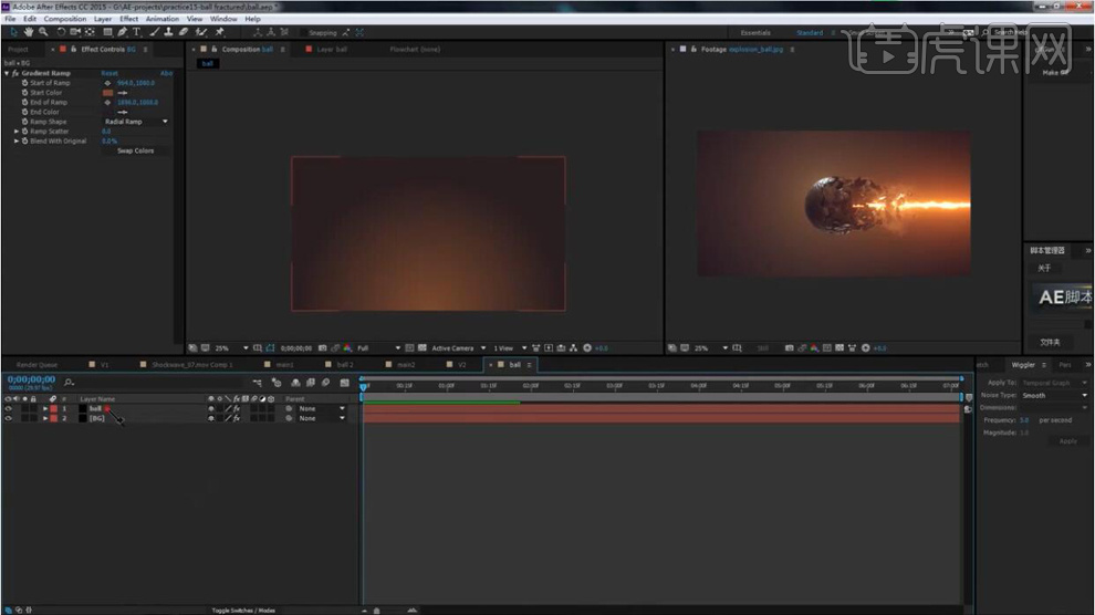 c4d ae-炫酷球体冲击破碎-上视频教程_影视动画-虎课网