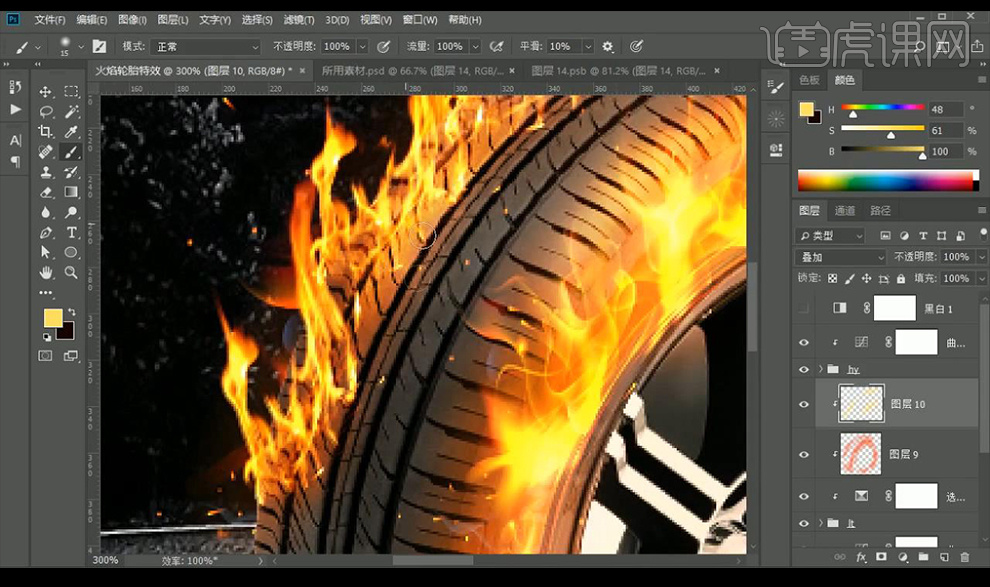 ps火焰轮胎特效合成图文教程