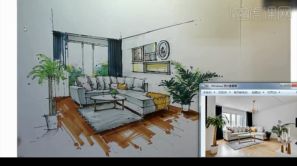 马克笔如何绘制客厅上色篇