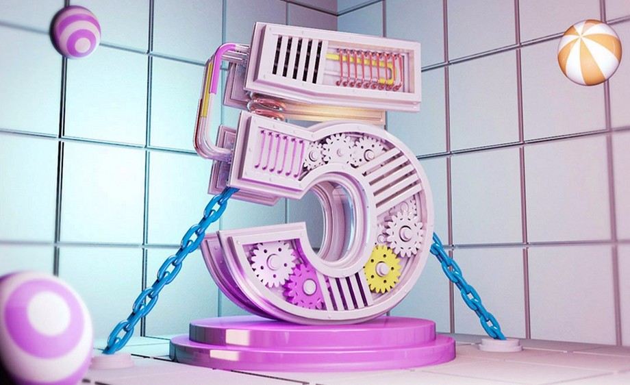 c4d-炫彩机械数字5建模及渲染