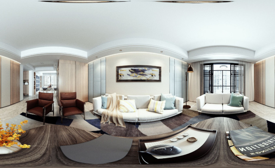 3dmax vray-客厅室内全景图渲染02