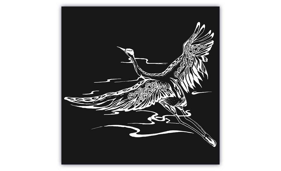 高光笔-花纹白鹤训练-黑白插画视频教程_绘画插画