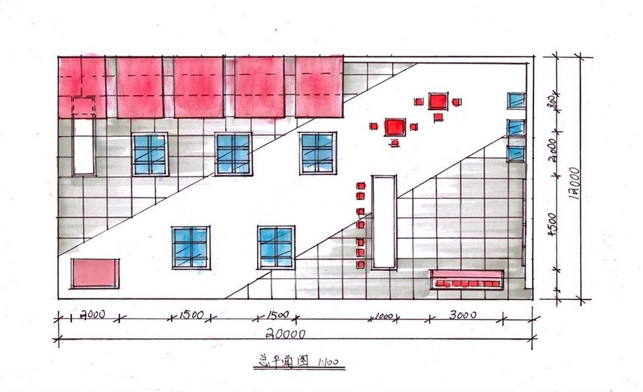 展台设计平面图-展示空间手绘表现
