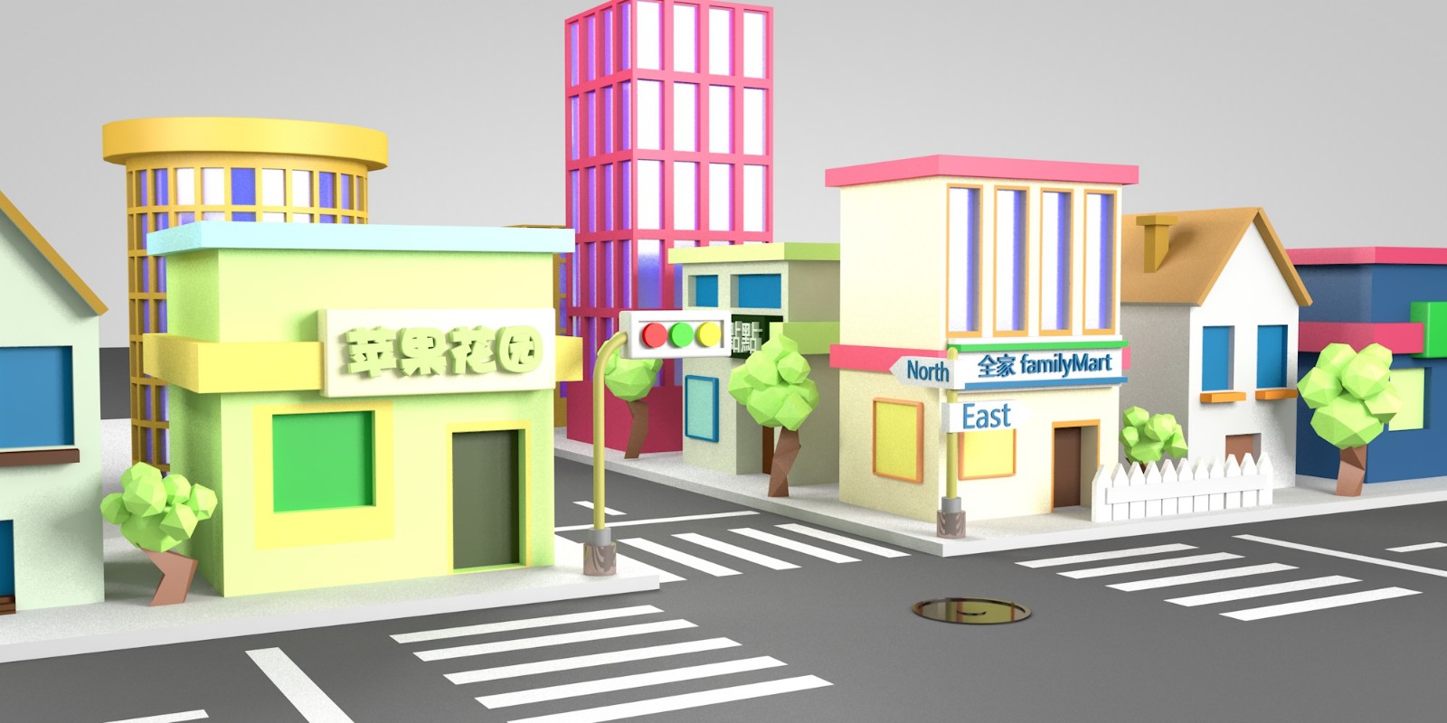 c4d-卡通城市生活街景制作(下集)-渲染来源于此课程讲师:niaoniao团队