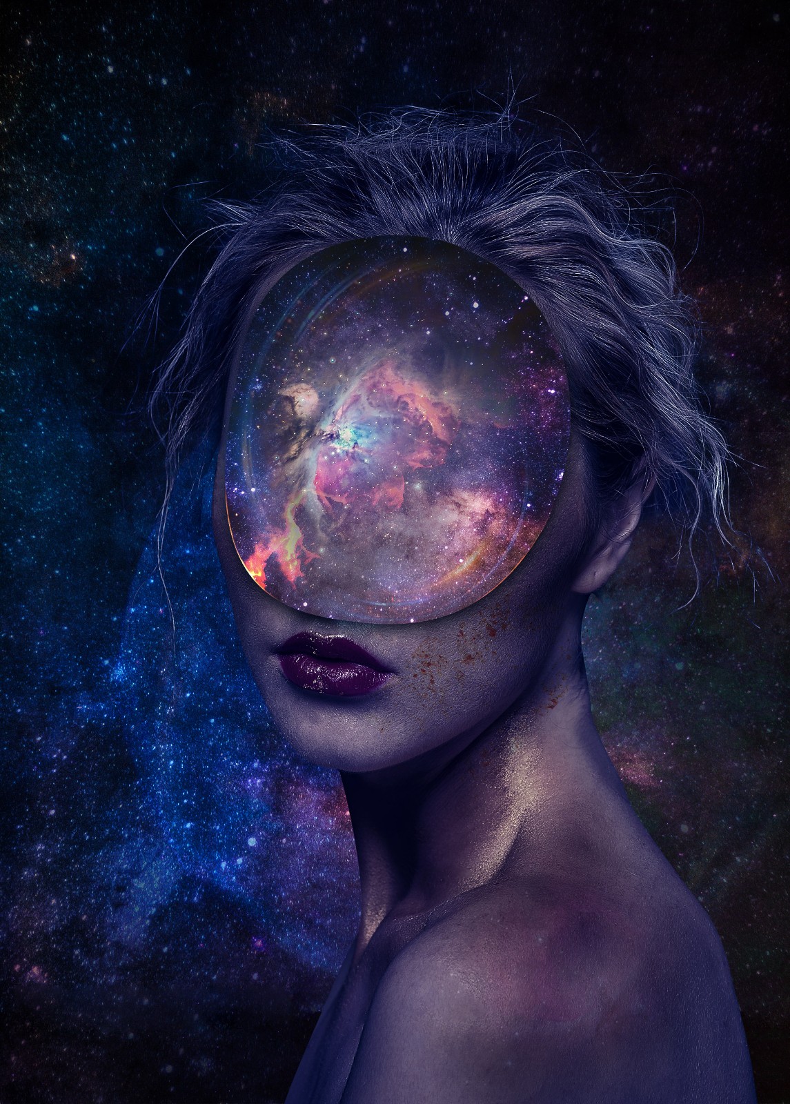 ps科幻风宇宙女神合成海报