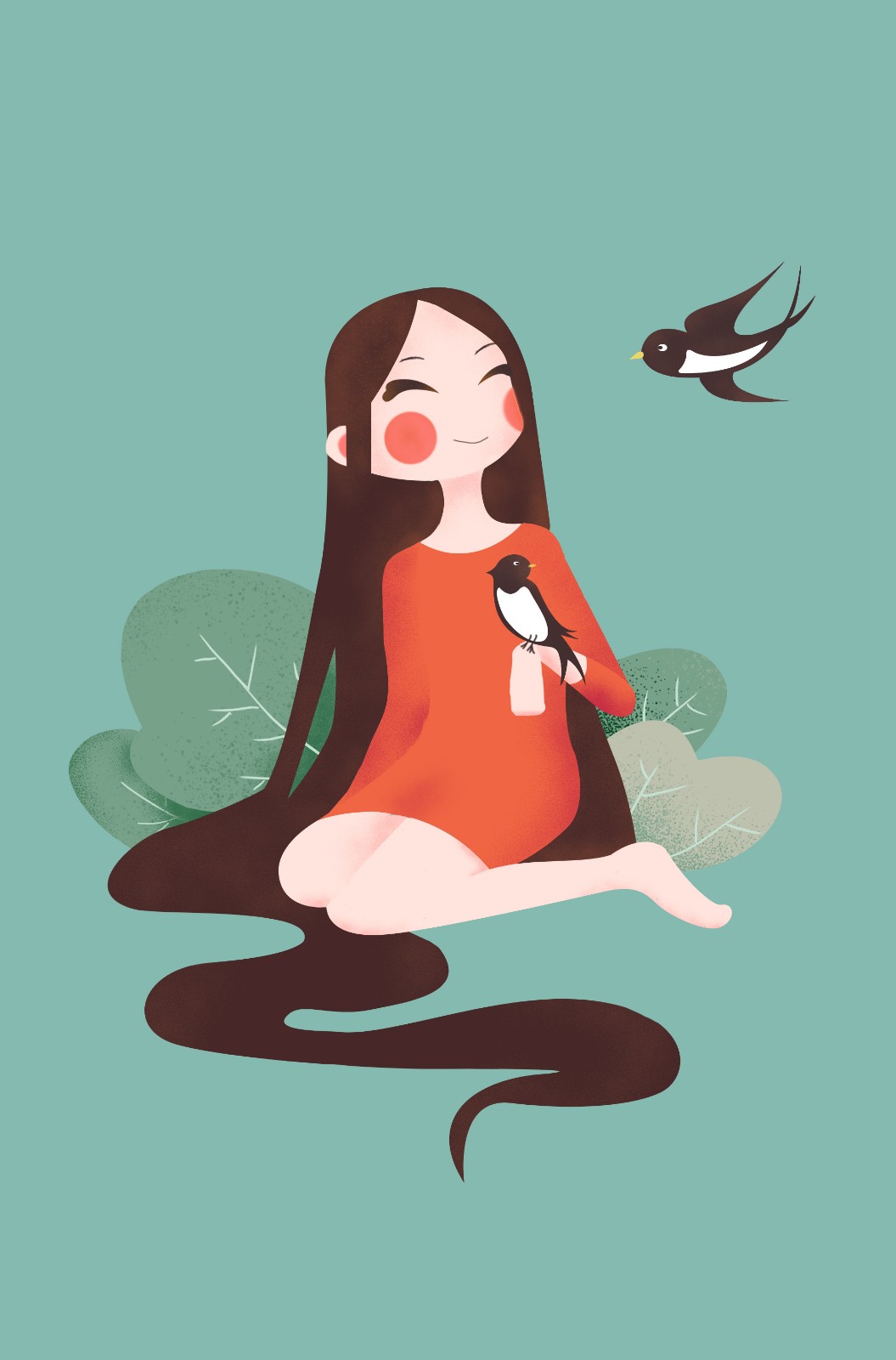 ps-板绘-扁平风格节气插画-春