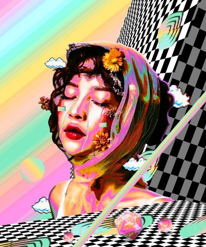 ps-3d背景渐变人物艺术合成海报