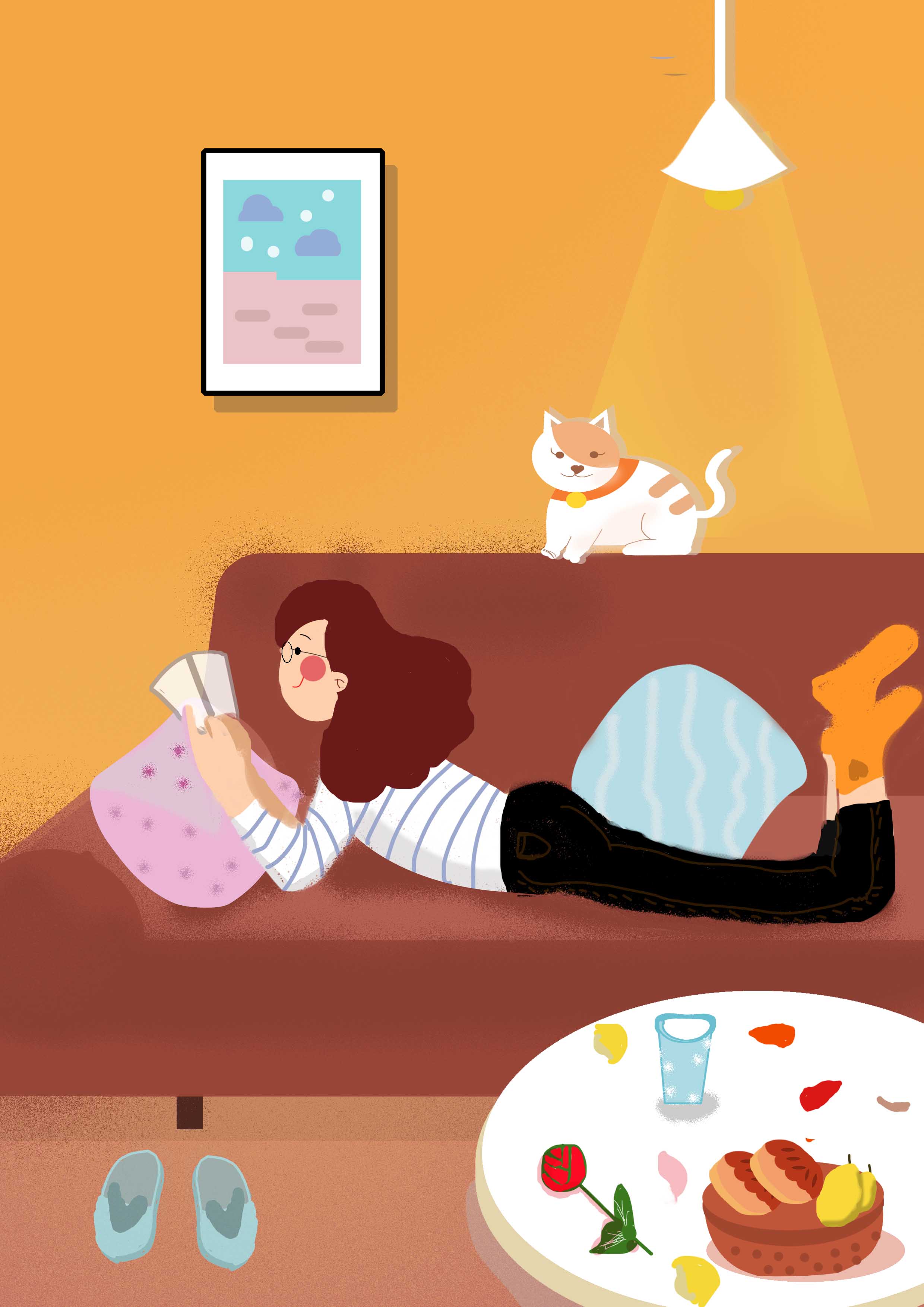 ps- 板绘插画- 居家日常小清新插画