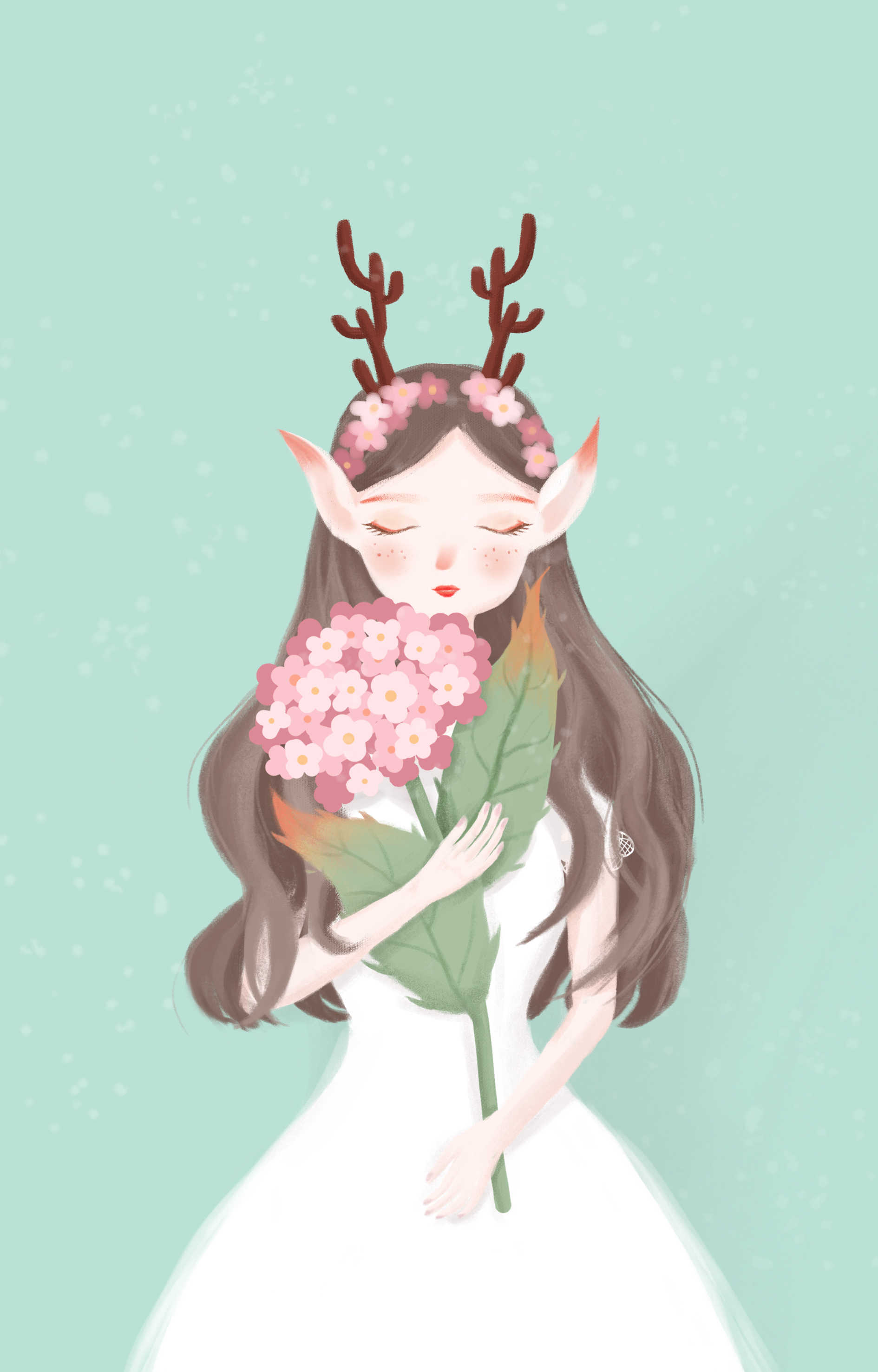 ps-板绘插画-小清新捧花的女孩来源于此课程讲师:飞奔的面条2021-01