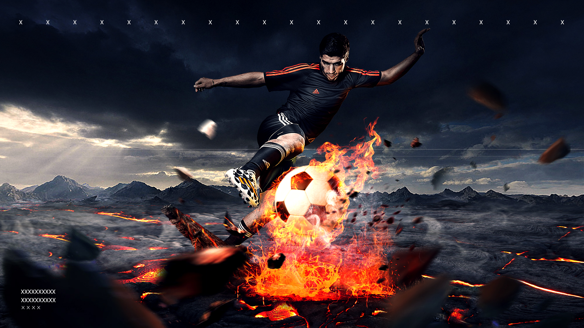 ps-赤火足球-运动品牌创意广告