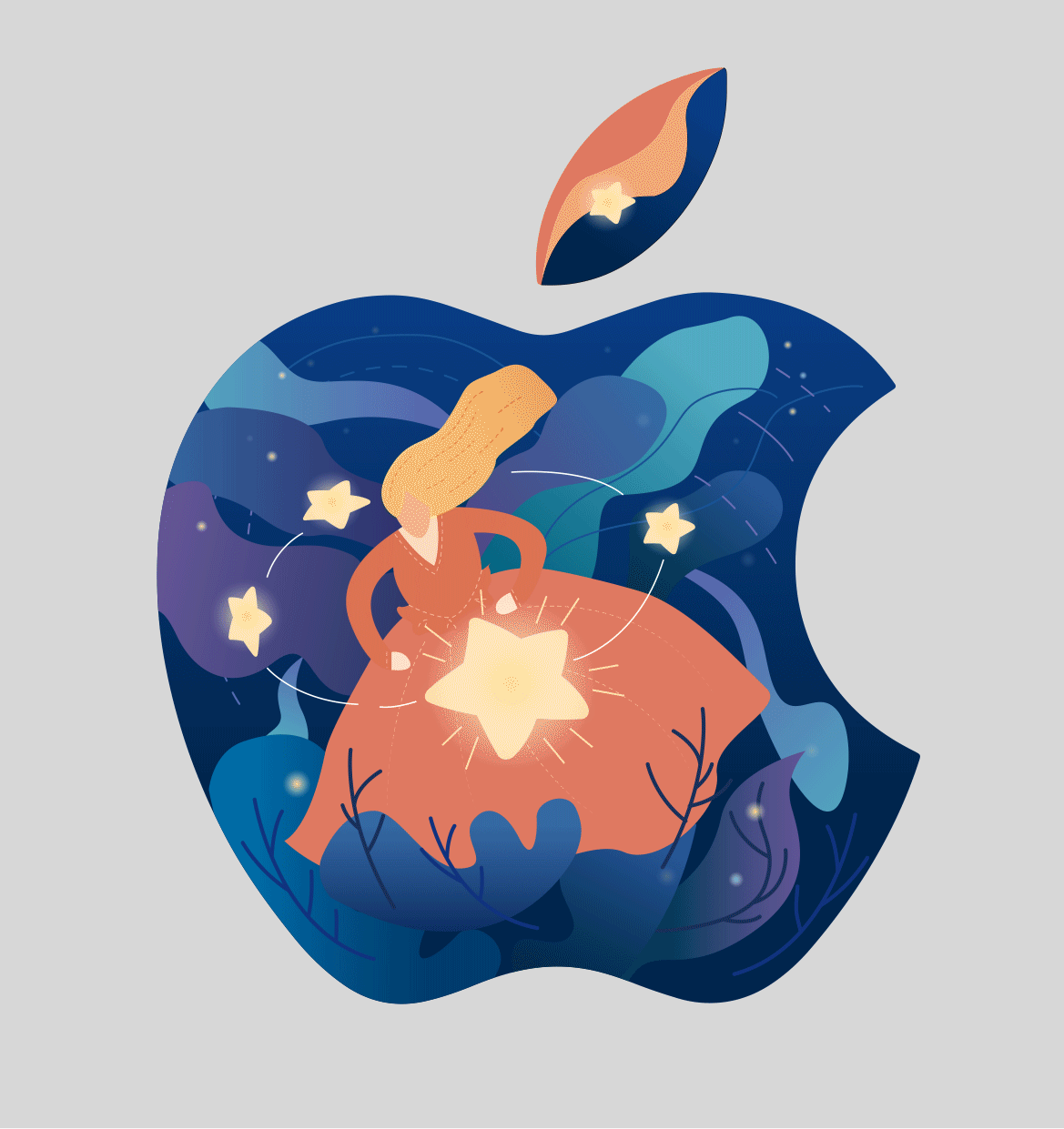 ai-动态插画-苹果logo插画小动画