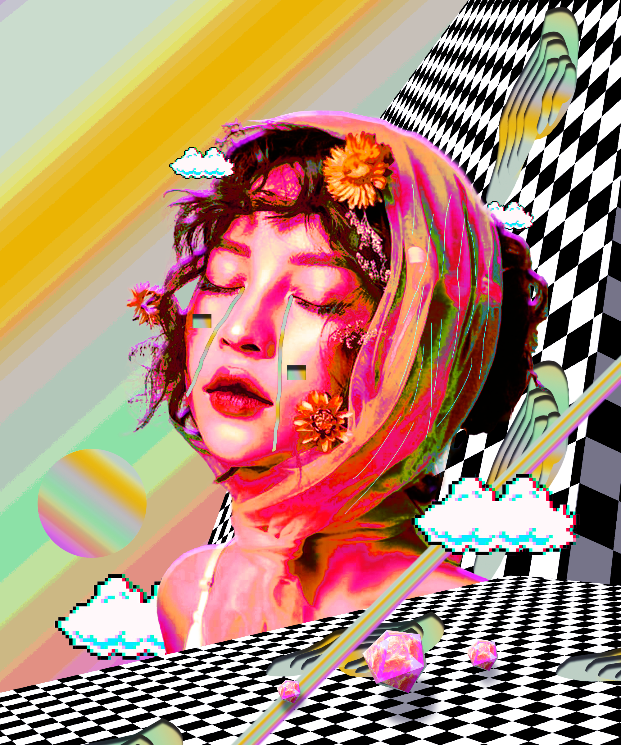 ps-3d背景渐变人物艺术合成海报