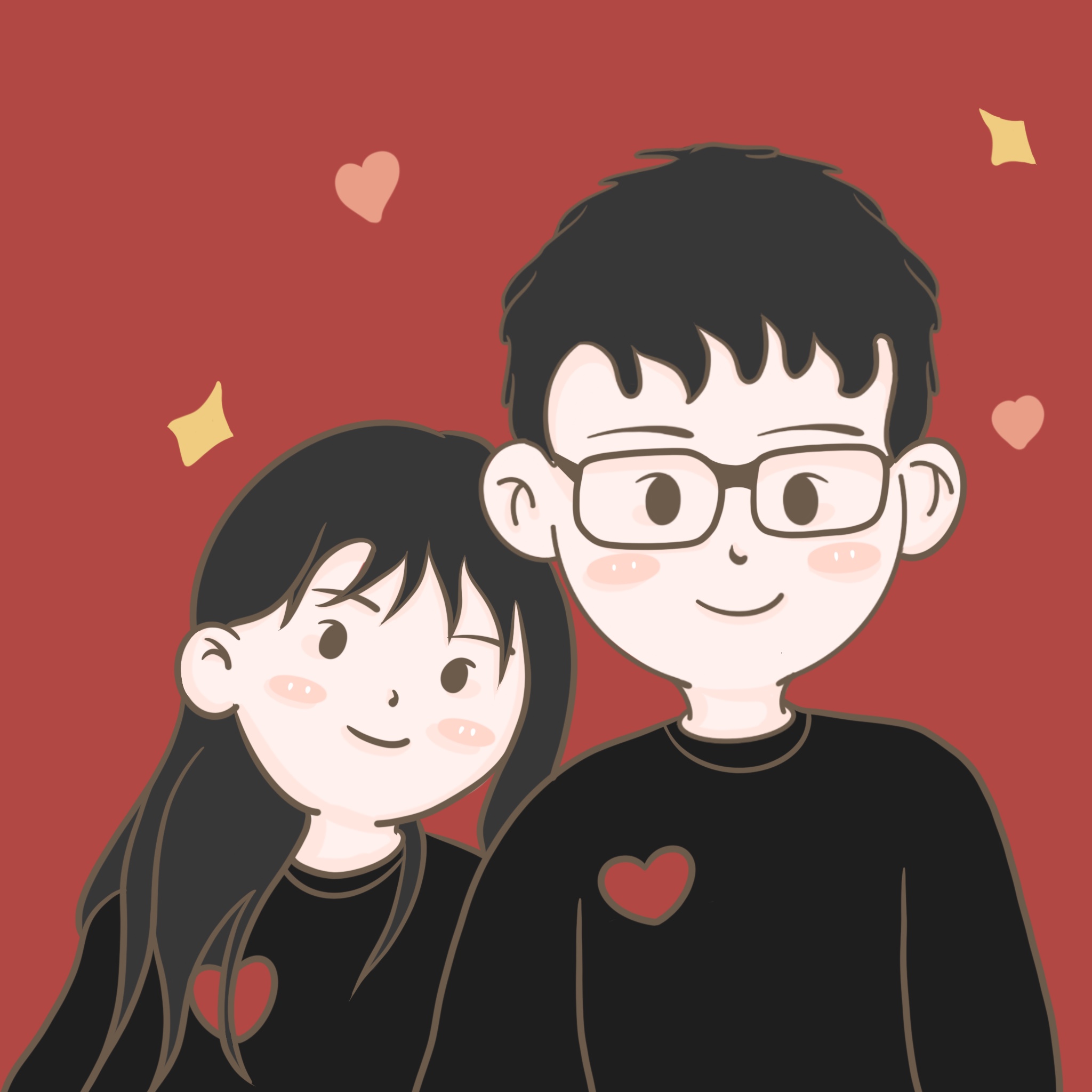 procreate-简笔画-情侣头像-ipad绘画来源于此课程讲师:水彩唐渣2021