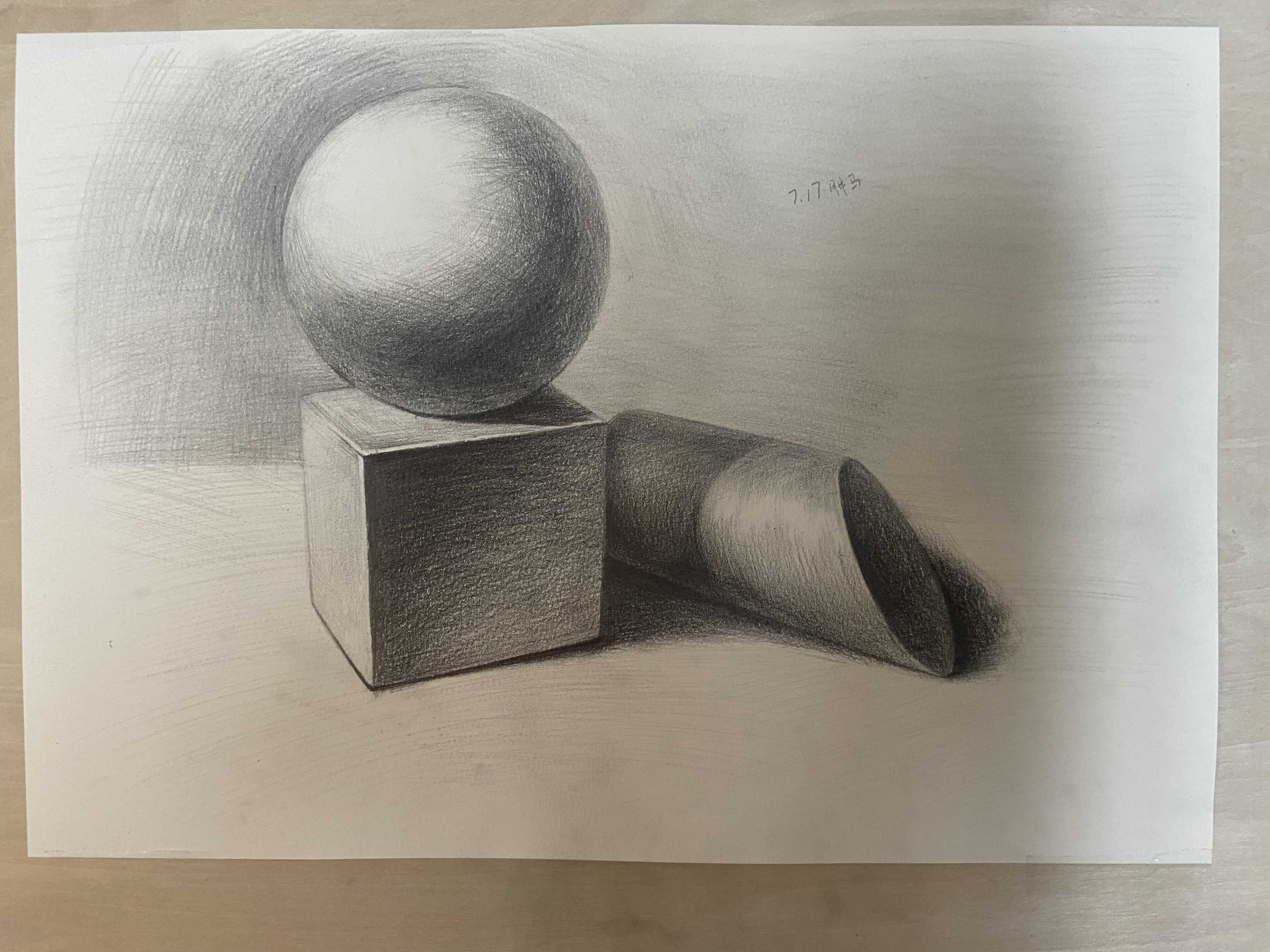 素描静物-石膏体组合中级(正方体,球体,斜面圆柱体)来源于此课程讲师