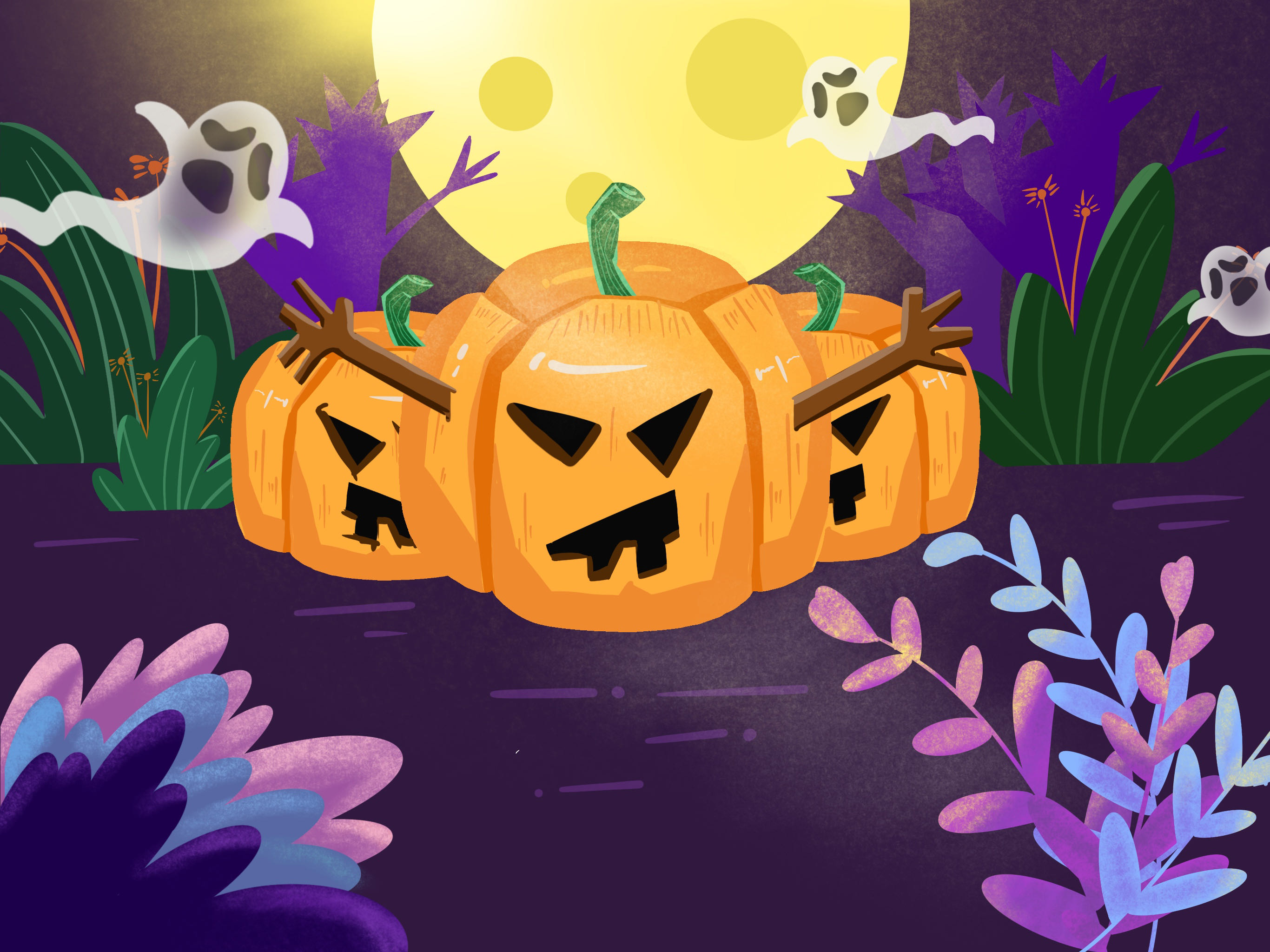 procreate-万圣节南瓜插画-ipad绘画来源于此课程讲师:大鱼-绘画2021