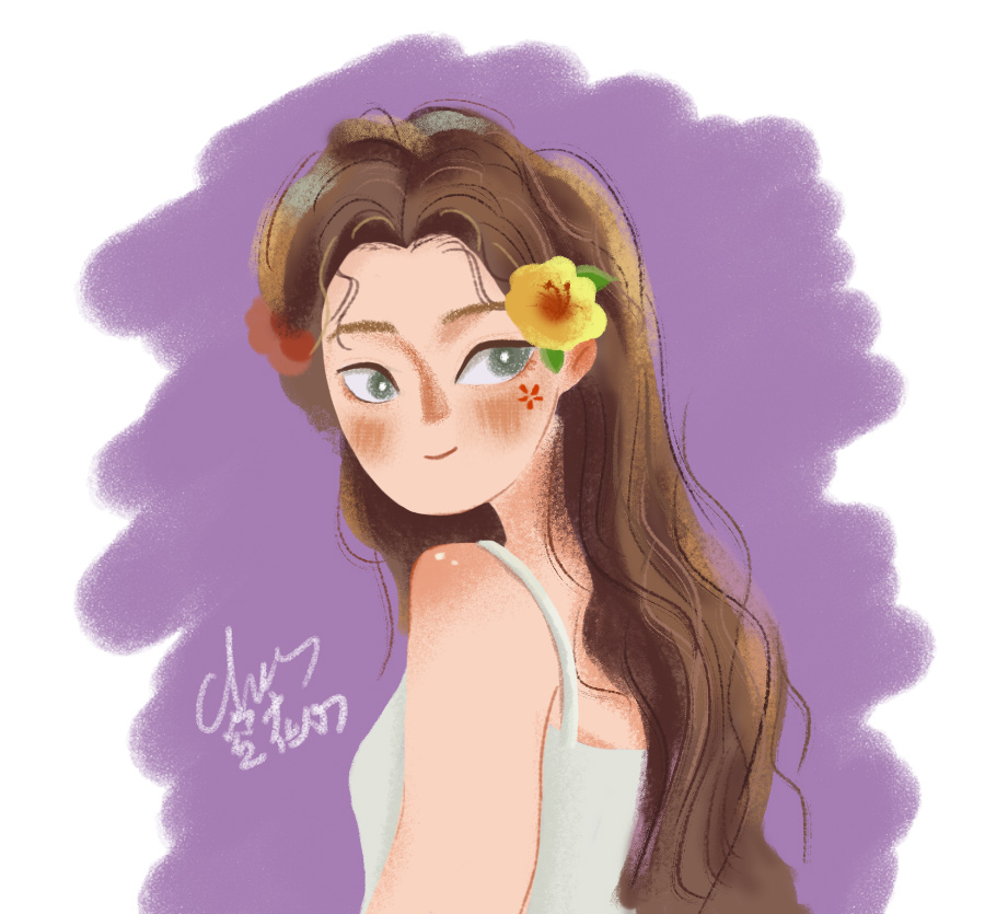 ps-治愈系商业插画-人物五官与头发刻画