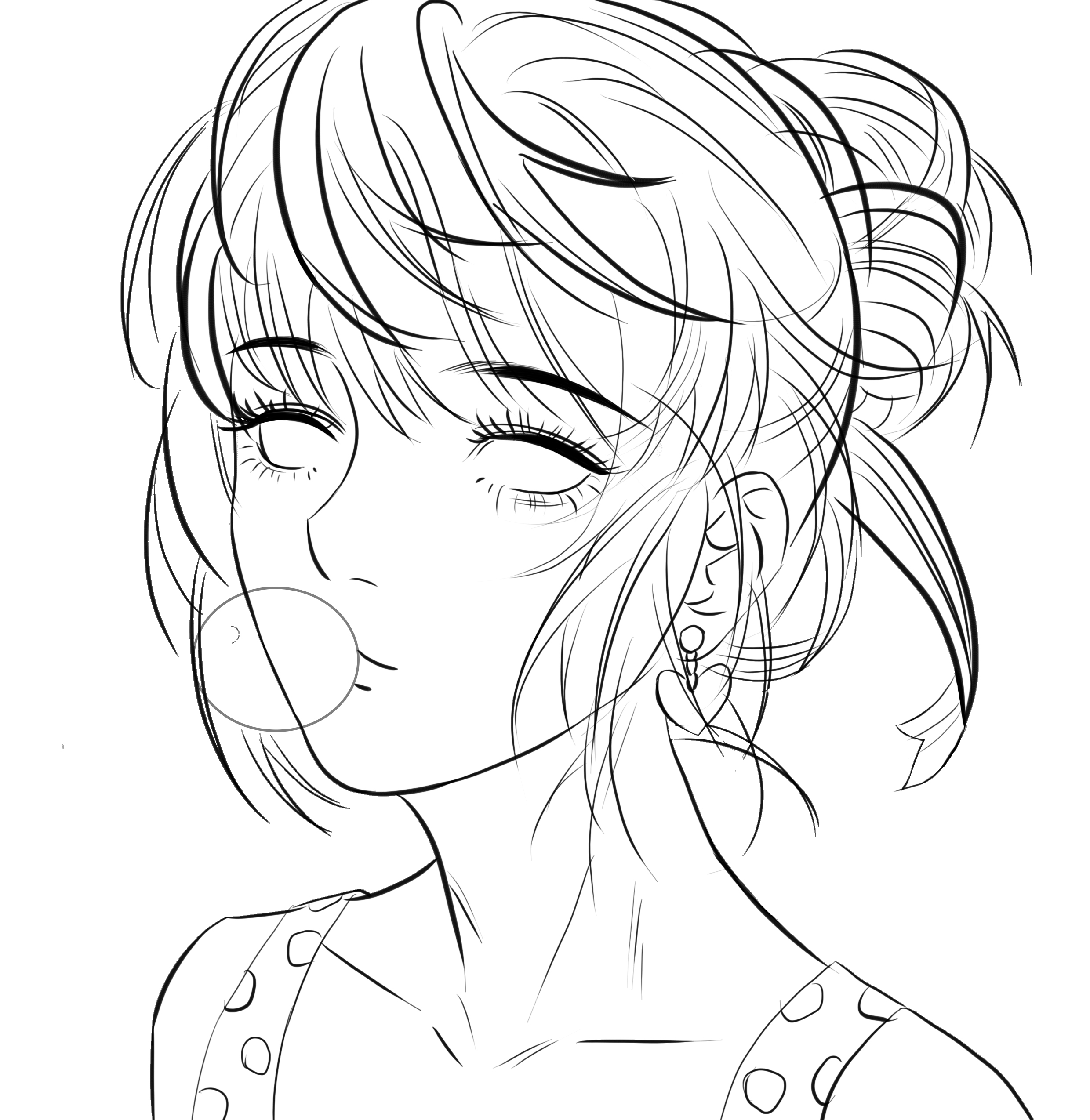 ps-板绘-动漫泡泡糖女孩头像-线稿部分来源于此课程讲师:汽酒2021-12