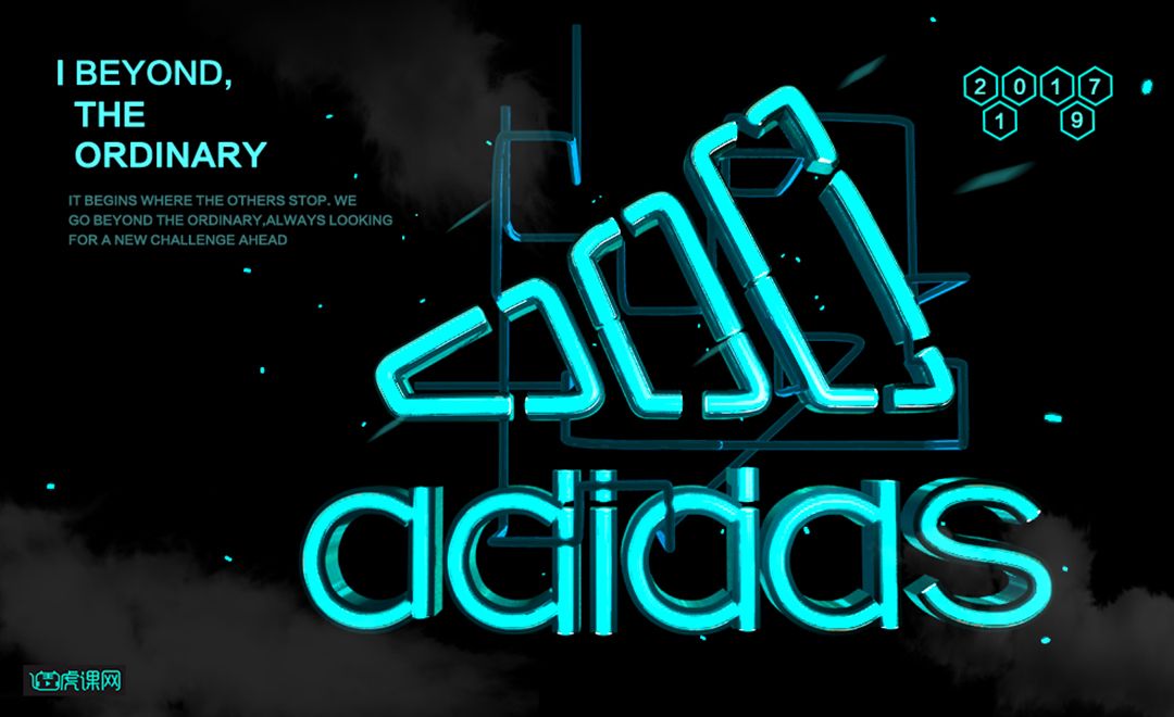 C4D-PS-adidas运动时尚品牌酷炫宣传海报