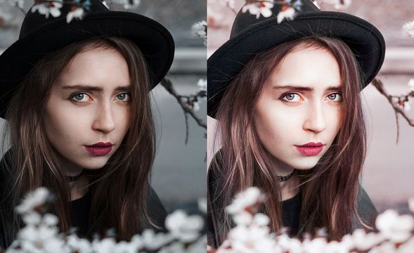 ps-梅花外景写真人像后期修图