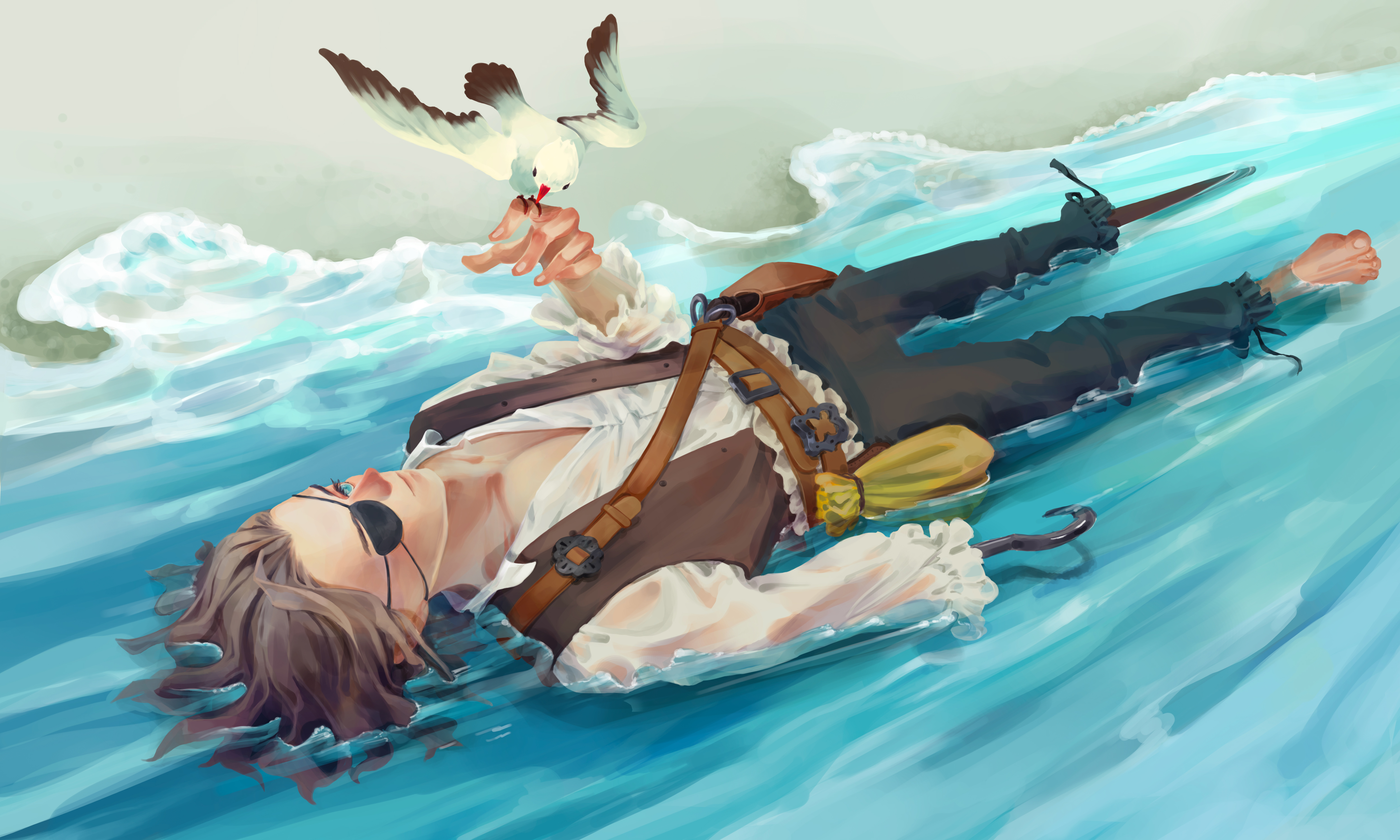 彼得潘-在水中,原创作品,绘画插画,阿角