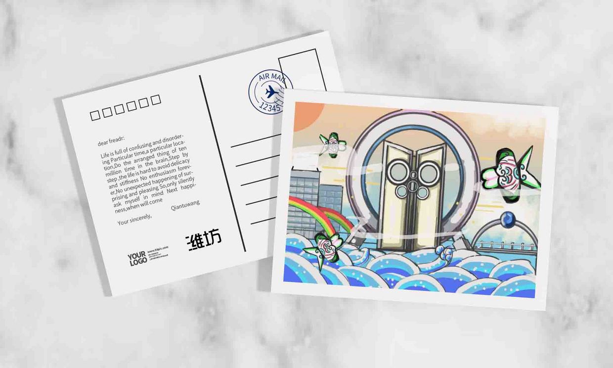 家乡明信片——潍坊,原创作品,,浮夸小然然 - 虎课网