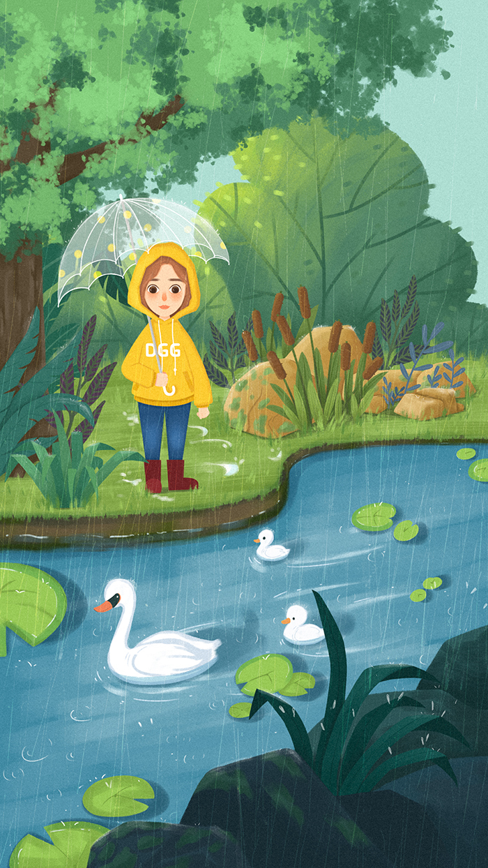 关于春天的插画,原创作品,,董搞搞 - 虎课网