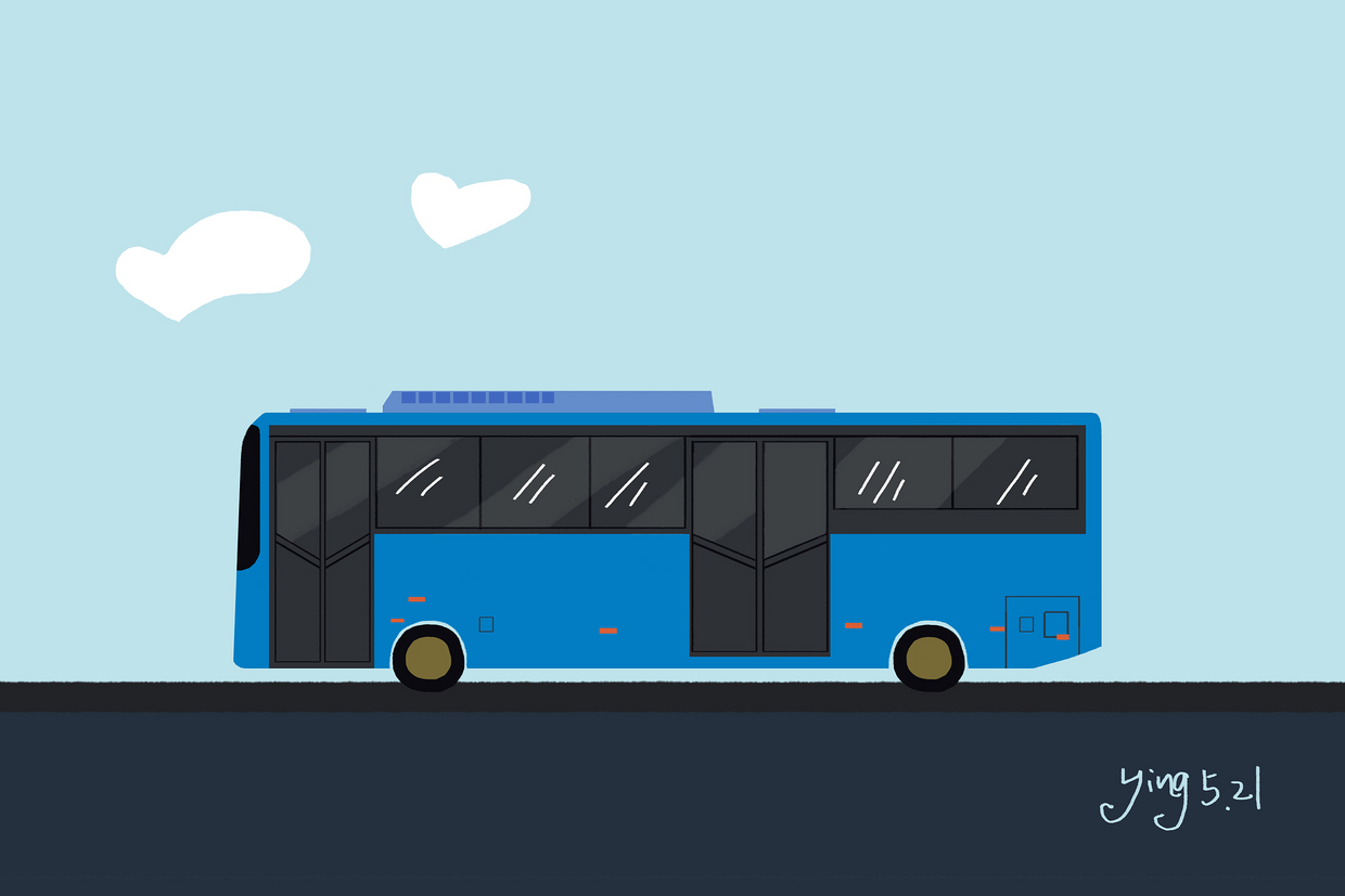 公交车插画,原创作品,, 阿影 