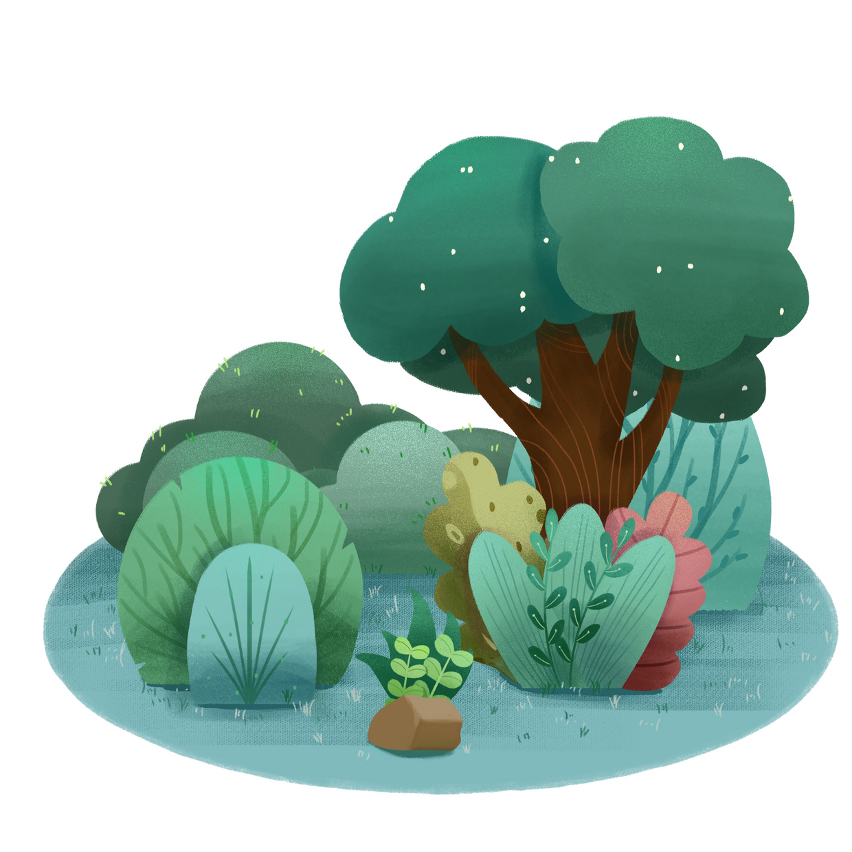 植物小场景插画,原创作品,,王燕 - 虎课网