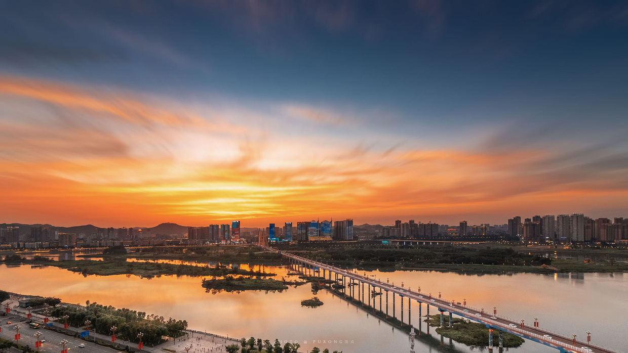 城市夕阳的风光