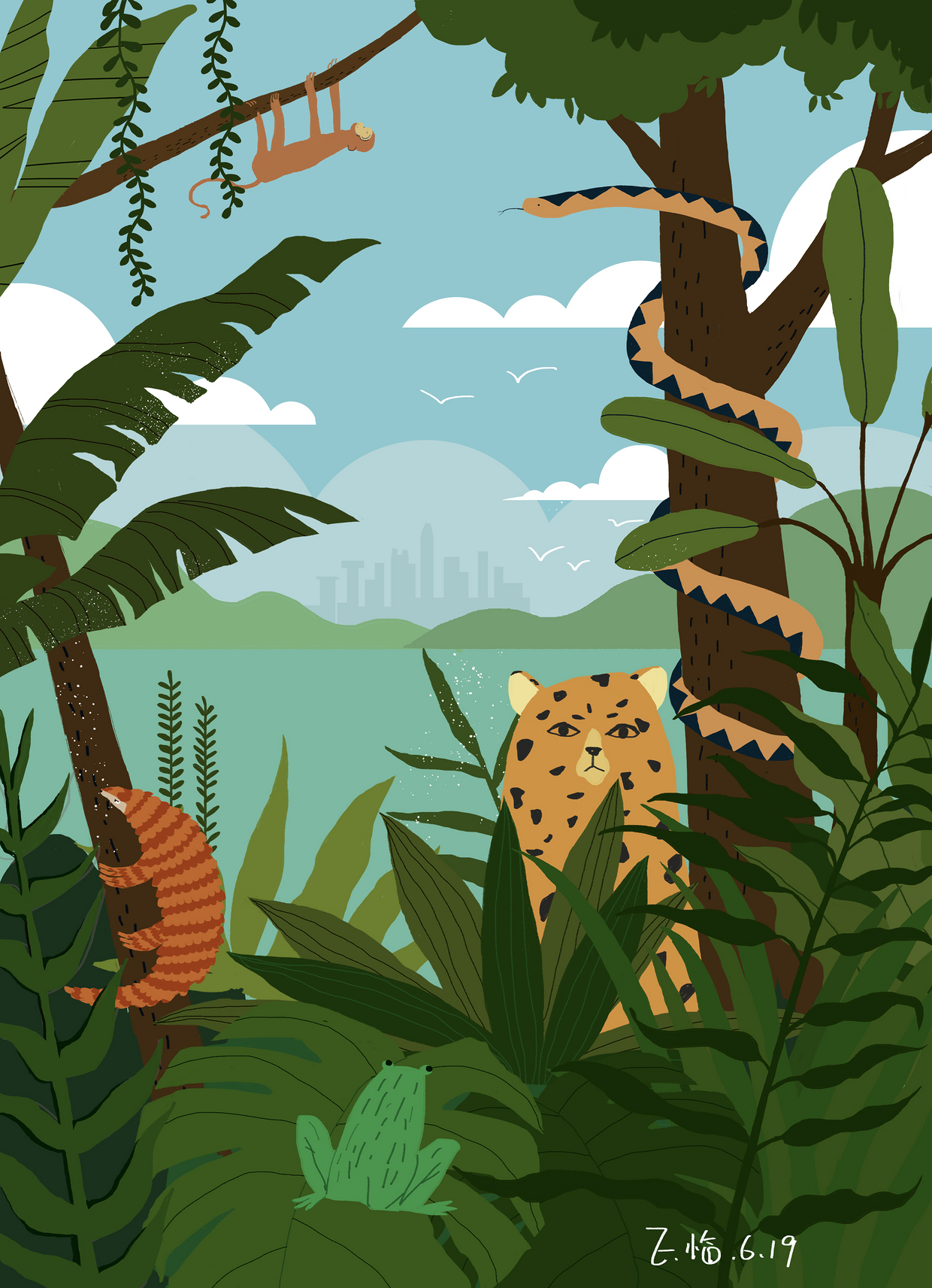 热带雨林动植物临摹