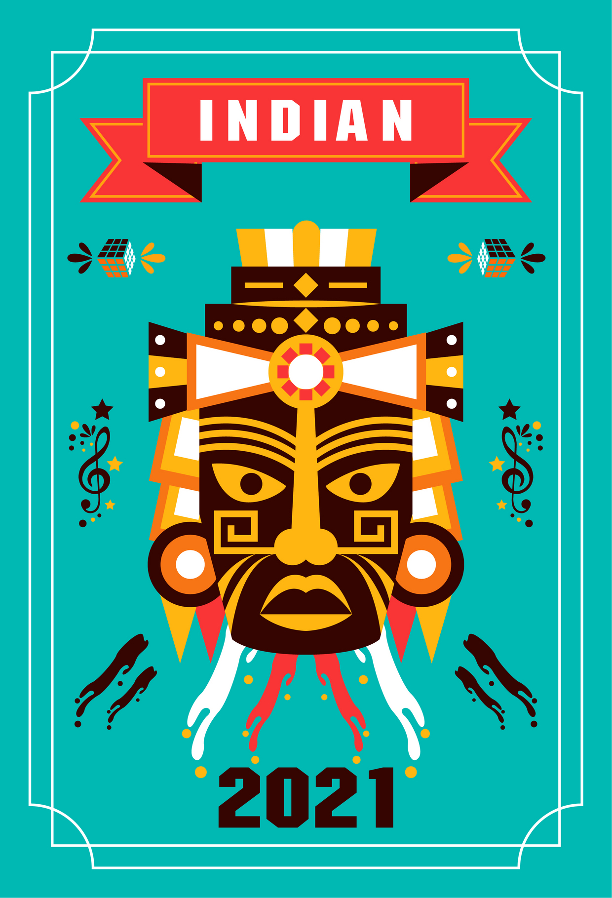 插画扁平化复古图腾风