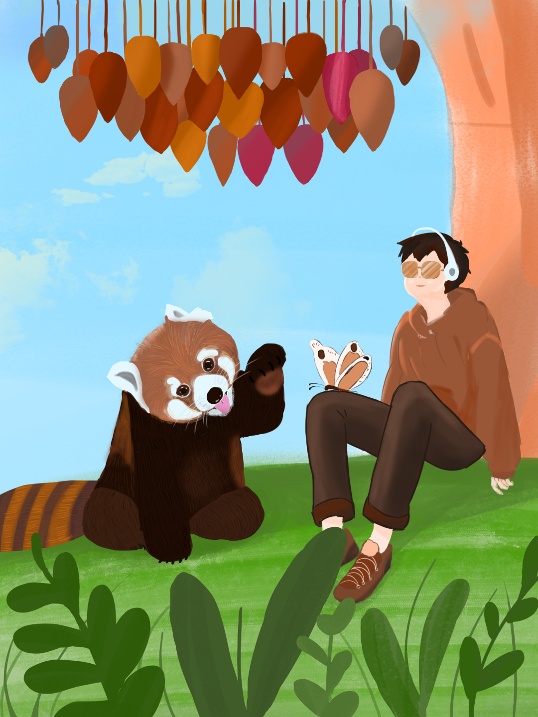 小熊猫和饲养员