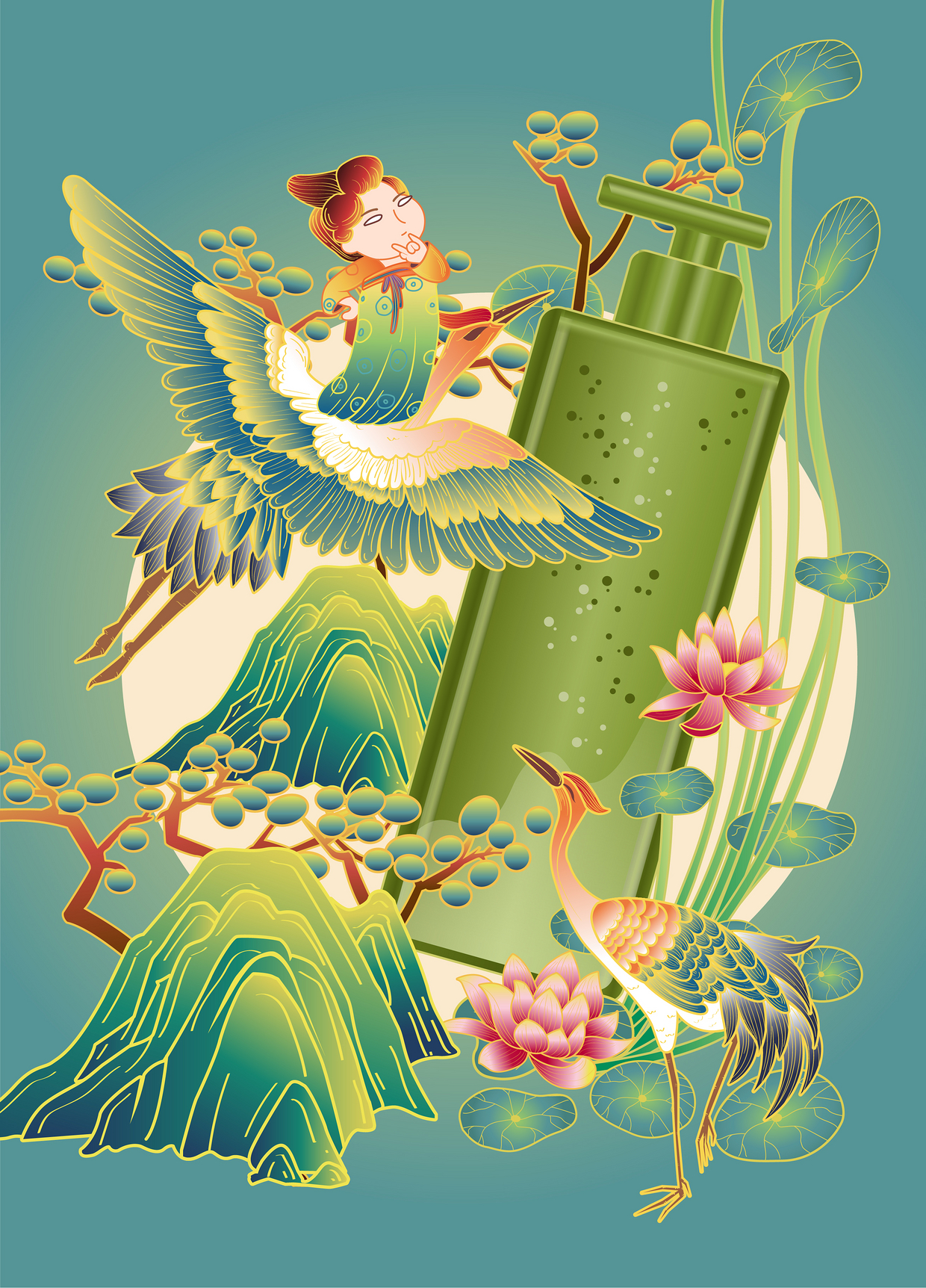 国风产品插画海报