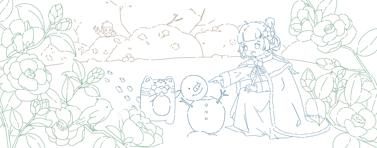 2022年日历十一月堆雪人