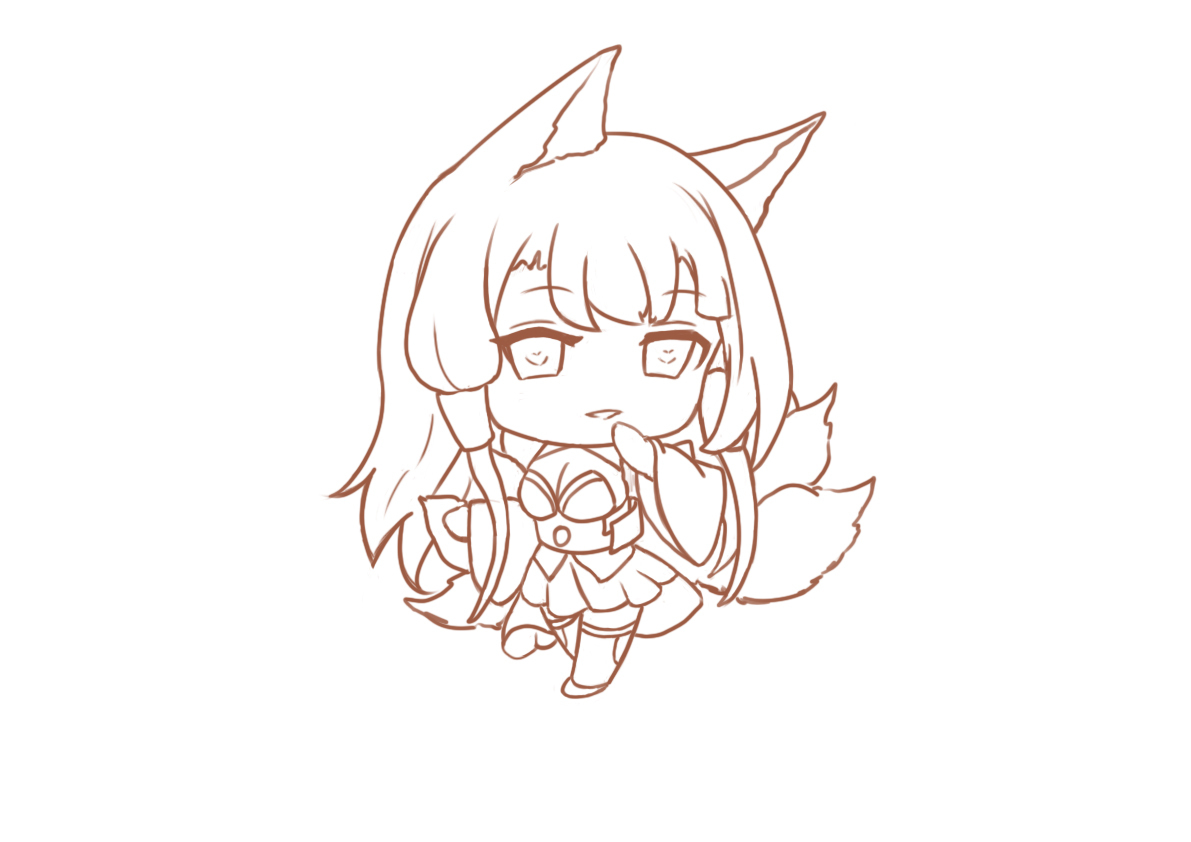 碧蓝航线 q版凰线稿哦,临摹作品,,赵溪 - 虎课网