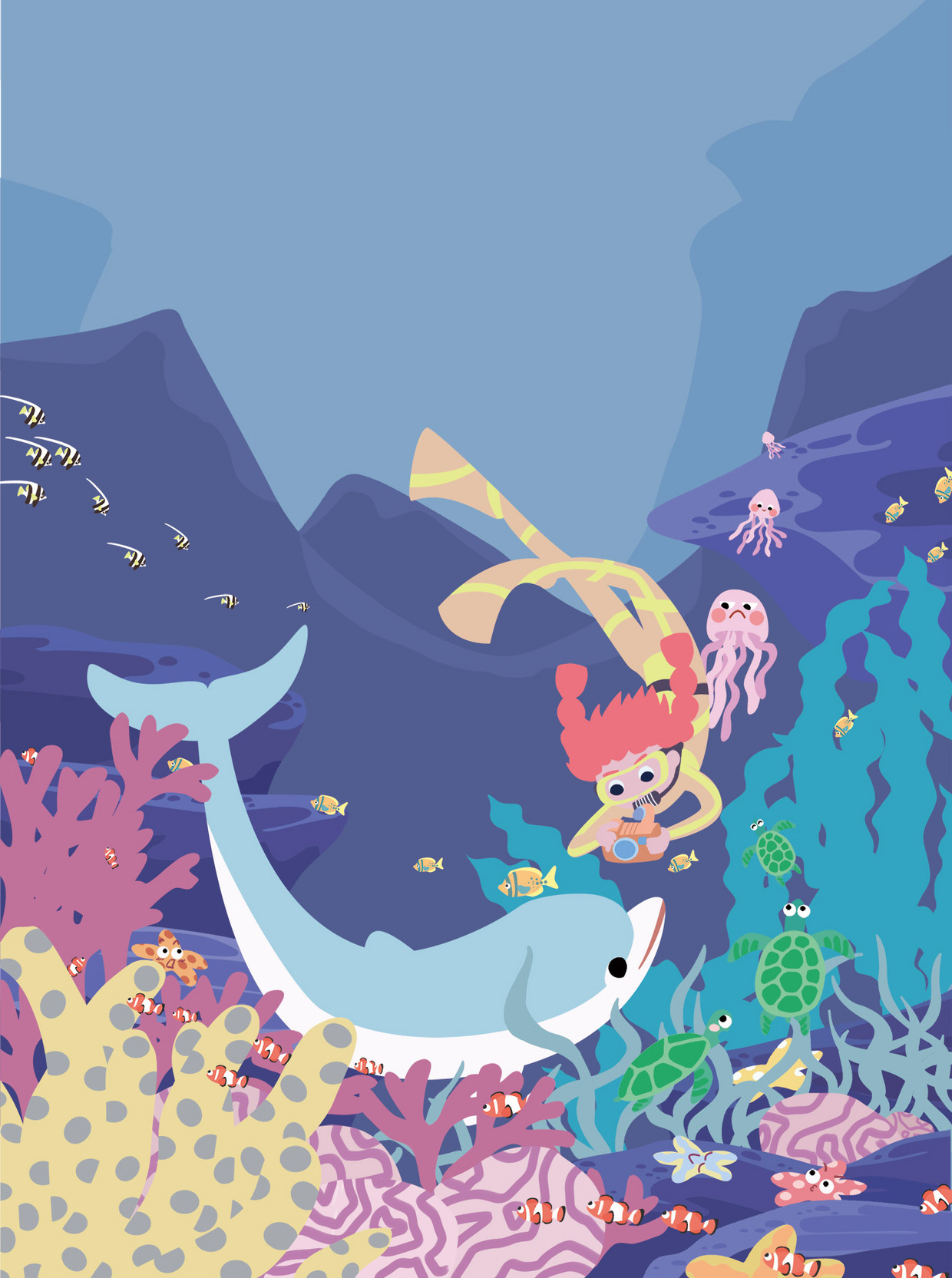 钟小悦的冒险之旅-海洋世界,原创作品,,土豆爱画画 - 虎课网