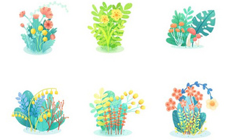 植物小场景插画